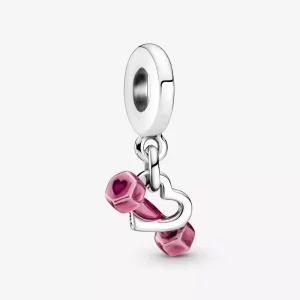 (imagen para) Charm colgante con mancuernas y corazón de PANDORA - 799545C01