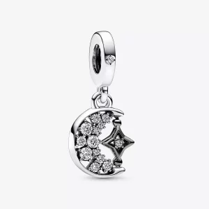 (imagen para) Charm colgante de media luna brillante y estrella giratoria de Pandora - 792781C01
