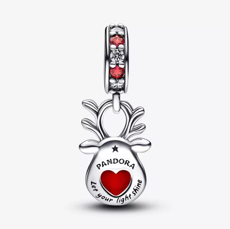 (imagen para) Charm colgante de Murano con reno de nariz roja de Pandora - 792330C01 - Ver 5