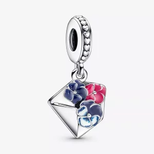 (imagen para) Charm colgante de sobre con flor de pensamiento PANDORA - 790787C01