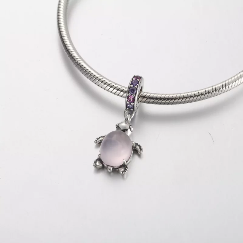 (imagen para) Charm colgante de tortuga marina rosa de cristal de Murano de Pandora - 798939C0 - Ver 4