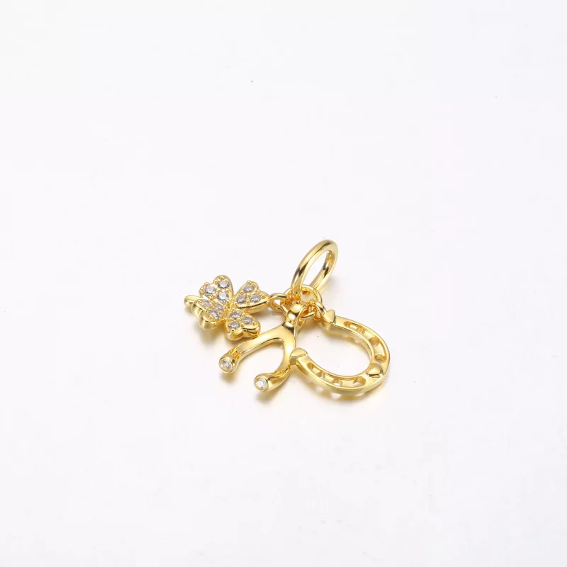 (imagen para) Charm colgante de trébol de la suerte, espoleta y herradura de Pandora - 752337c - Ver 2