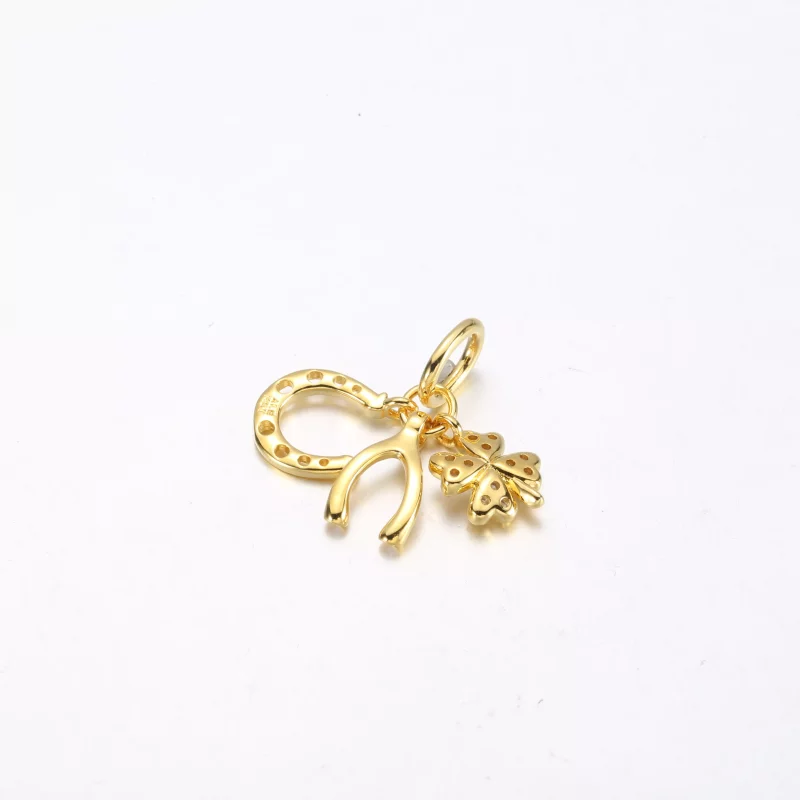 (imagen para) Charm colgante de trébol de la suerte, espoleta y herradura de Pandora - 752337c - Ver 3