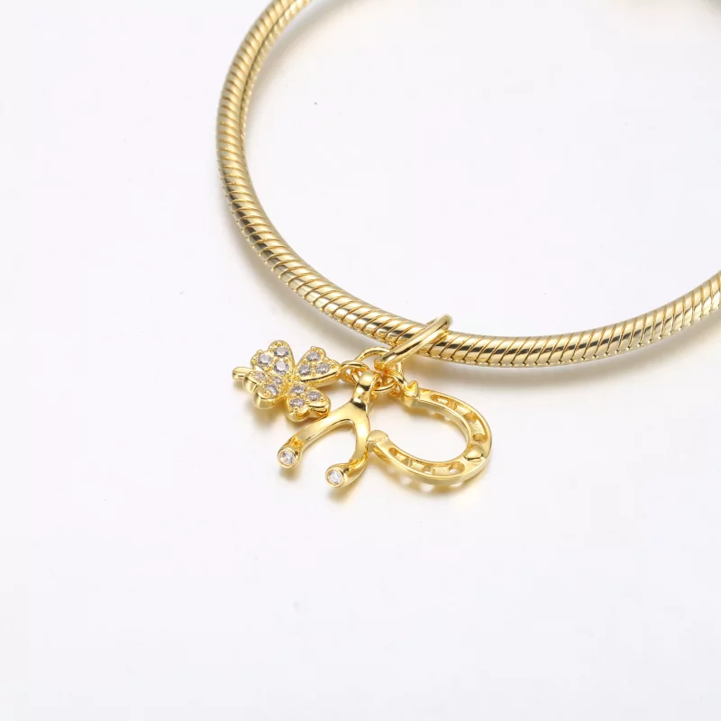 (imagen para) Charm colgante de trébol de la suerte, espoleta y herradura de Pandora - 752337c - Ver 4