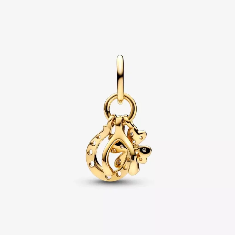 (imagen para) Charm colgante de trébol de la suerte, espoleta y herradura de Pandora - 752337c - Ver 5