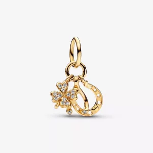 (imagen para) Charm colgante de trébol de la suerte, espoleta y herradura de Pandora - 752337c01