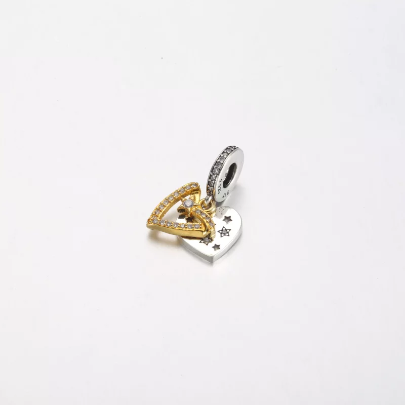 (imagen para) Charm colgante doble con forma de estrella fugaz y corazones de Pandora - 762203 - Ver 2