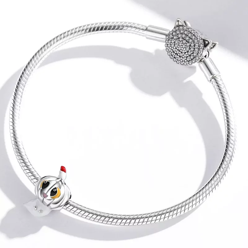 (imagen para) Charm de calabaza fantasma de plata estilo Pandora - SCC1981 - Ver 4
