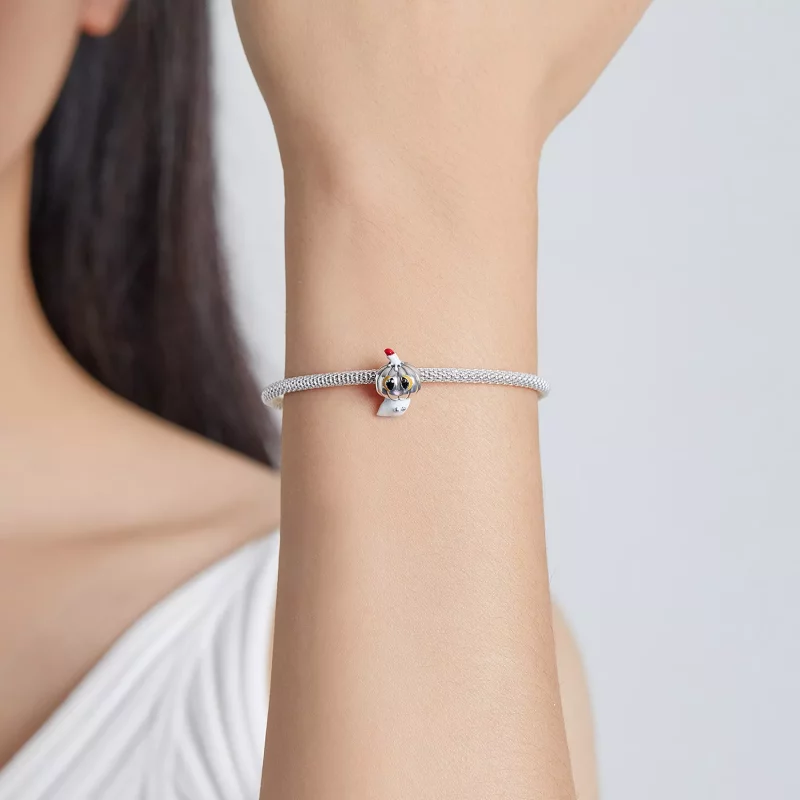 (imagen para) Charm de calabaza fantasma de plata estilo Pandora - SCC1981 - Ver 5