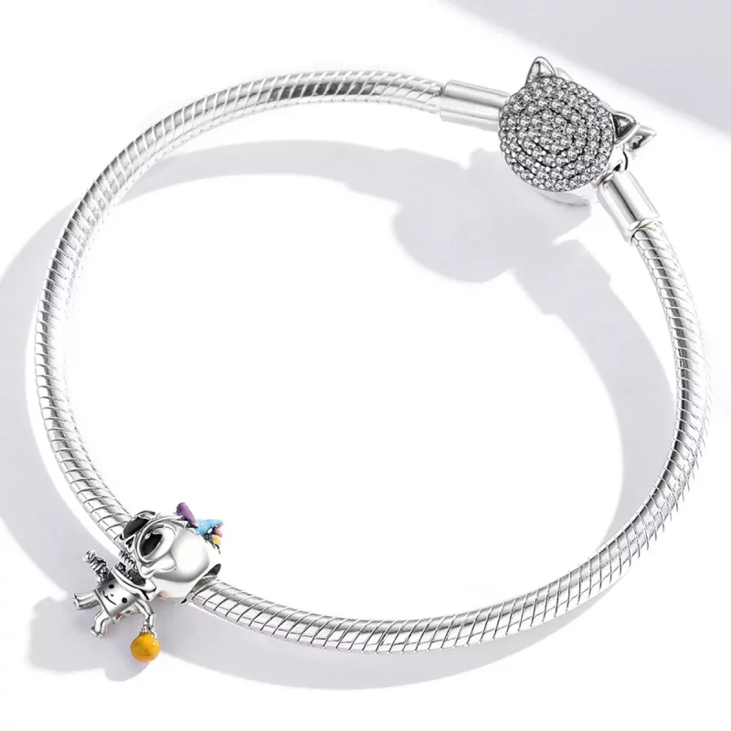 (imagen para) Charm de Calavera de Halloween de Plata al Estilo Pandora - SCC1955 - Ver 3
