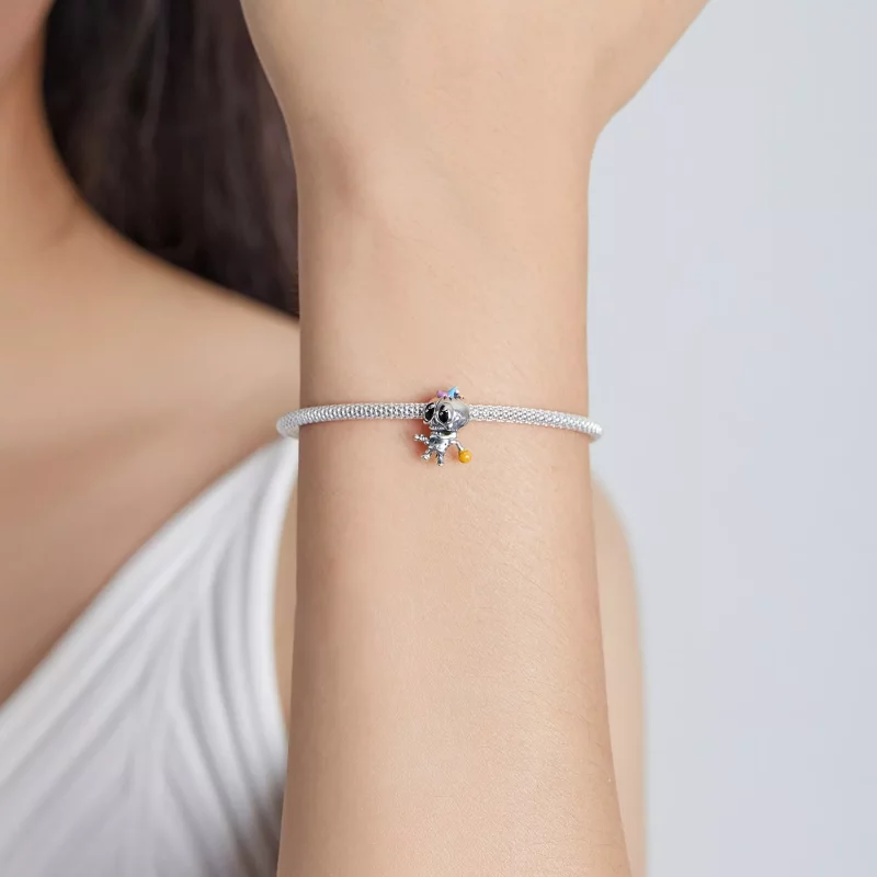(imagen para) Charm de Calavera de Halloween de Plata al Estilo Pandora - SCC1955 - Ver 5