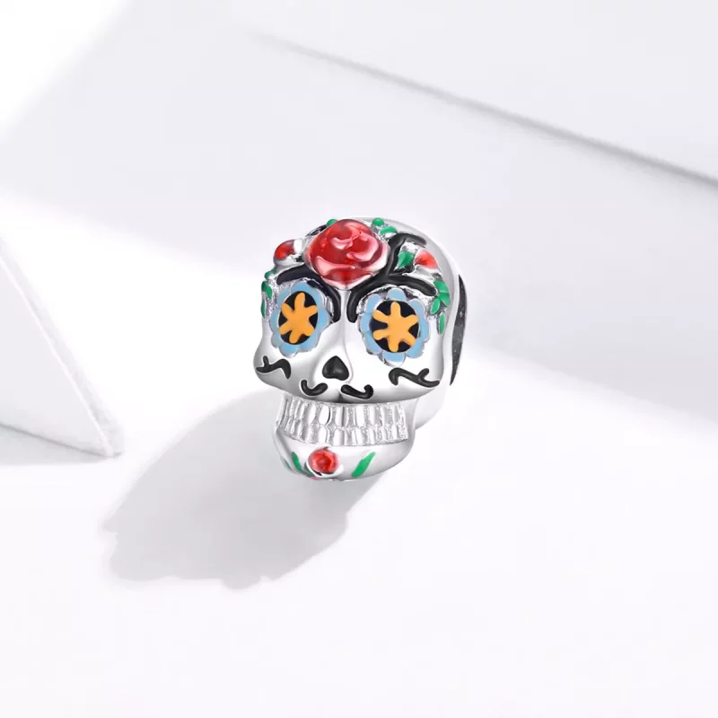 (imagen para) Charm de Calavera estilo Pandora Shine para Halloween - BSC326 - Ver 2