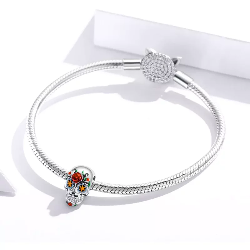 (imagen para) Charm de Calavera estilo Pandora Shine para Halloween - BSC326 - Ver 3