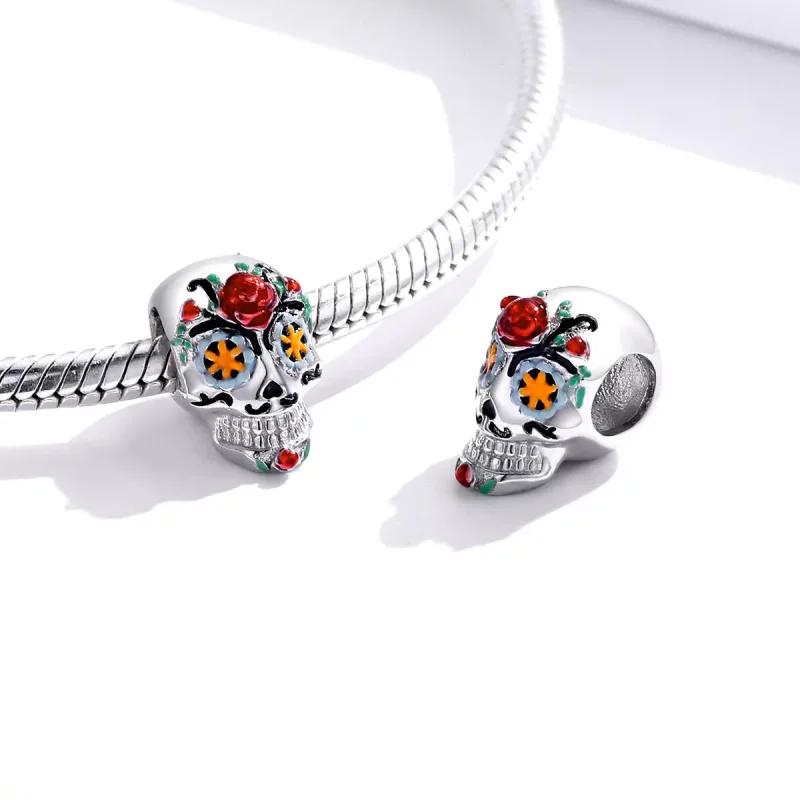 (imagen para) Charm de Calavera estilo Pandora Shine para Halloween - BSC326 - Ver 4