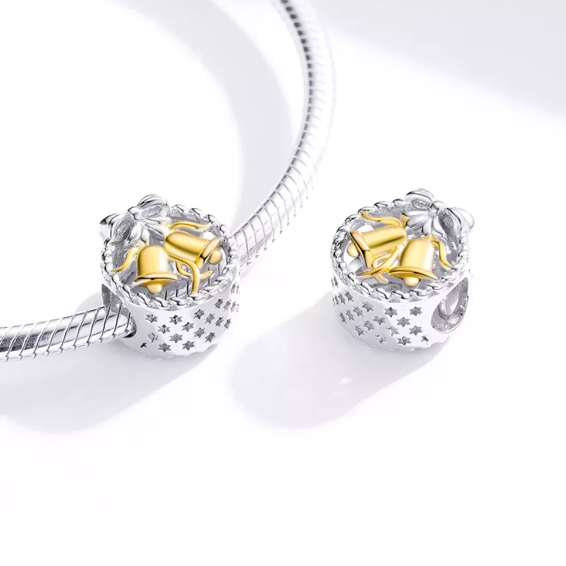 (imagen para) Charm de campana navideña de plata estilo Pandora - SCC1358 - Ver 2