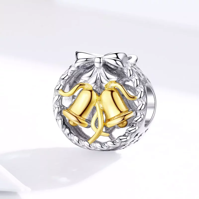 (imagen para) Charm de campana navideña de plata estilo Pandora - SCC1358 - Ver 3