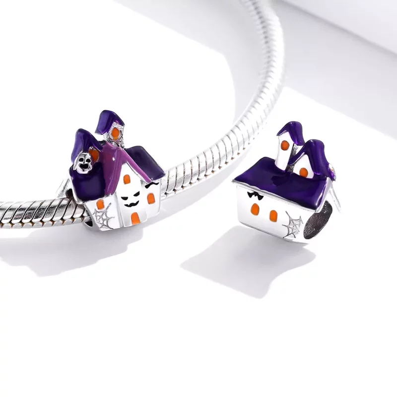 (imagen para) Charm de Casa Embrujada de Halloween de Plata Estilo Pandora - BSC324 - Ver 4