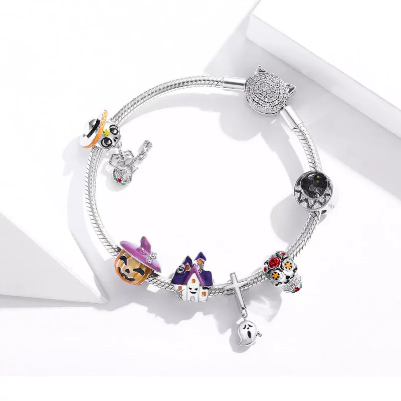 (imagen para) Charm de Casa Embrujada de Halloween de Plata Estilo Pandora - BSC324 - Ver 5