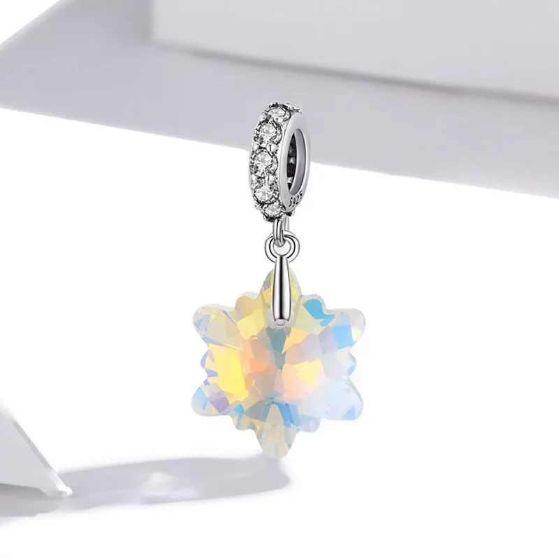 (imagen para) Charm de copos de nieve de cristal plateado estilo Pandora - SCC1979 - Ver 2