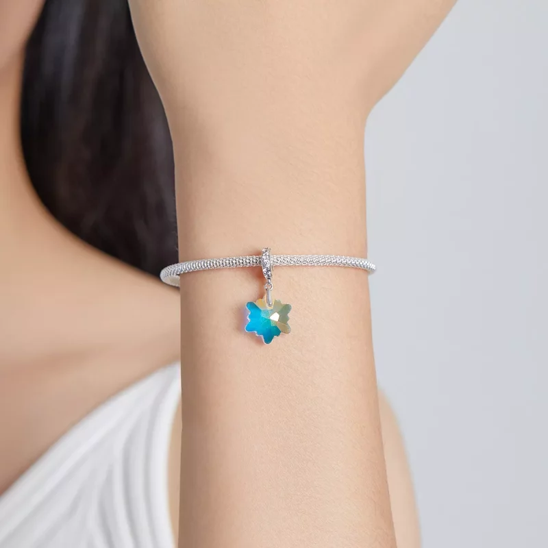 (imagen para) Charm de copos de nieve de cristal plateado estilo Pandora - SCC1979 - Ver 5