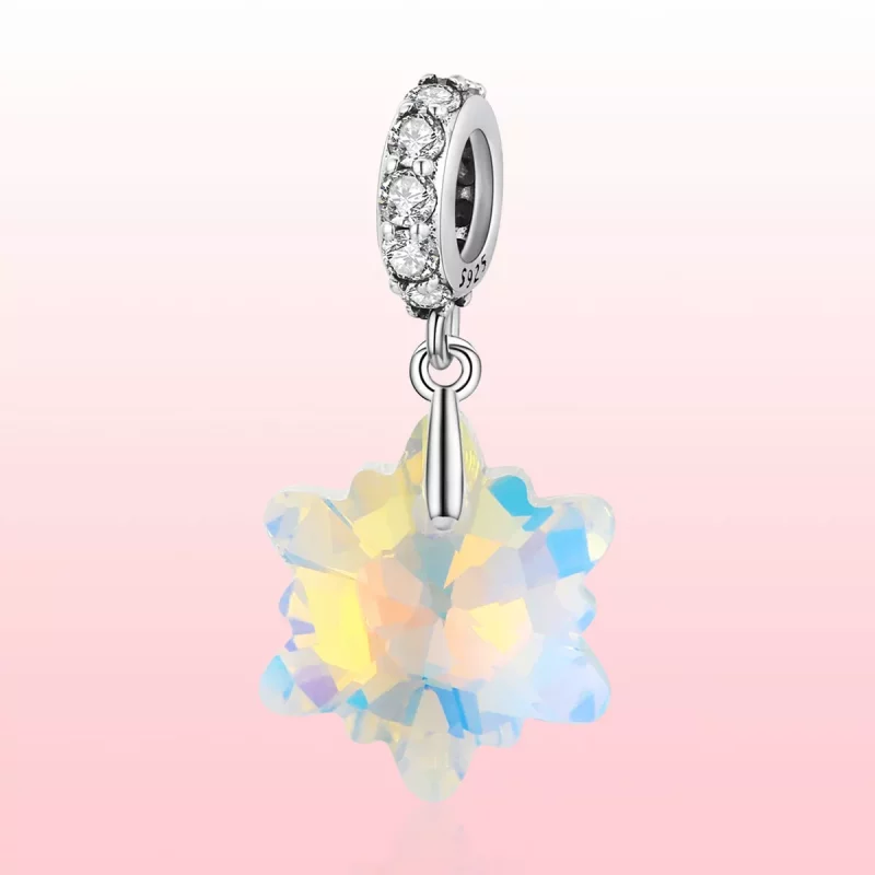 (imagen para) Charm de copos de nieve de cristal plateado estilo Pandora - SCC1979 - Ver 6