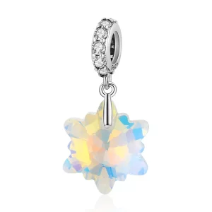 (imagen para) Charm de copos de nieve de cristal plateado estilo Pandora - SCC1979