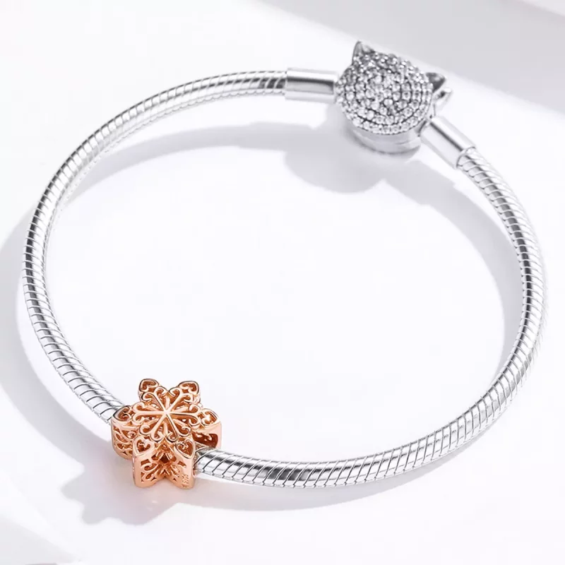 (imagen para) Charm de copos de nieve de plata estilo Pandora - SCC719-C - Ver 4