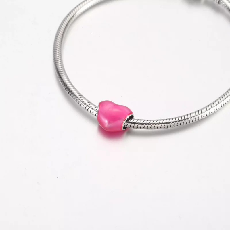 (imagen para) Charm de corazón rosa metalizado de Pandora - 799291C03 - Ver 5