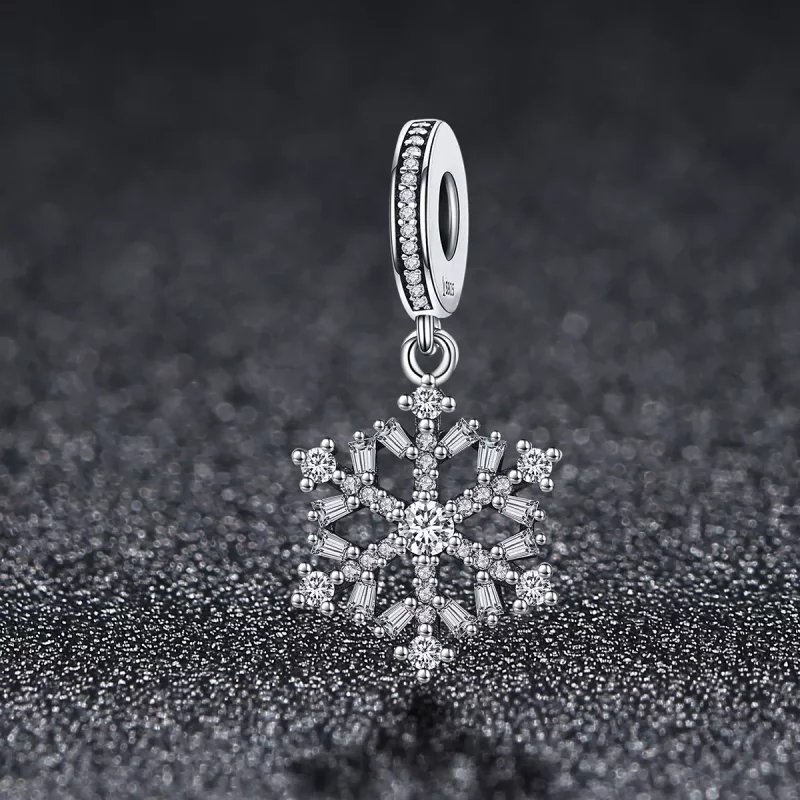 (imagen para) Charm de cristal de nieve en estilo Pandora de plata - SCC266 - Ver 2
