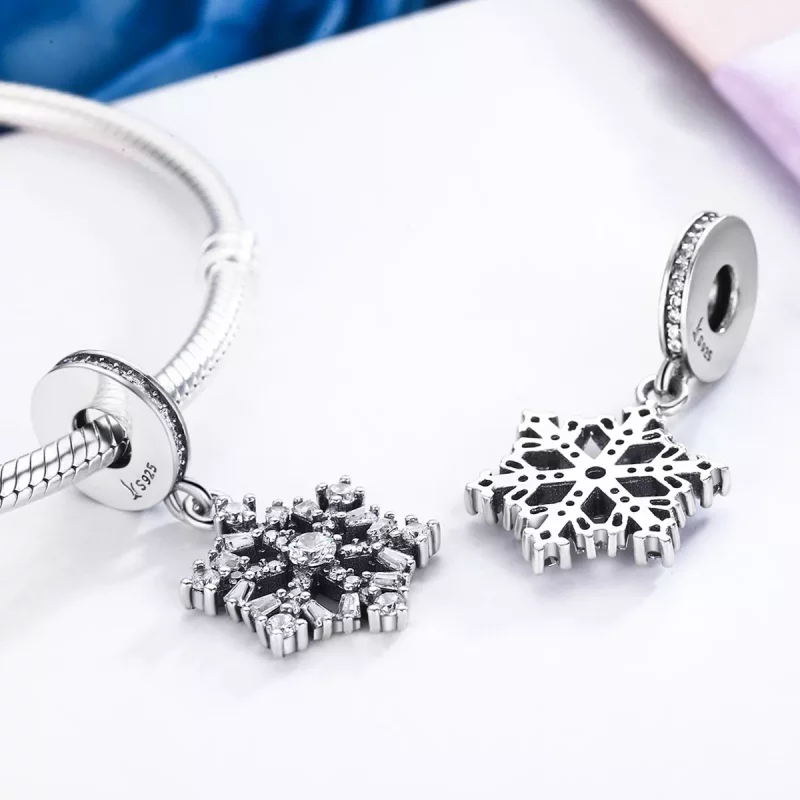 (imagen para) Charm de cristal de nieve en estilo Pandora de plata - SCC266 - Ver 4
