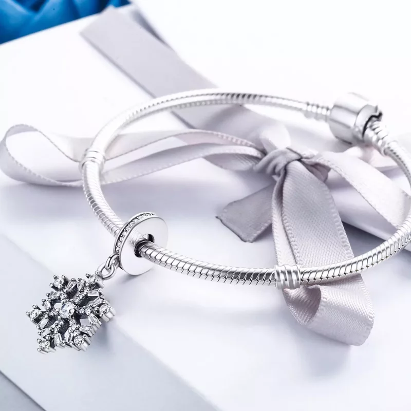 (imagen para) Charm de cristal de nieve en estilo Pandora de plata - SCC266 - Ver 5