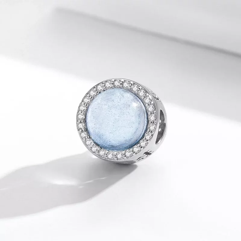 (imagen para) Charm de estilo Pandora de plata con nieve en Nochebuena - SCC2040 - Ver 2