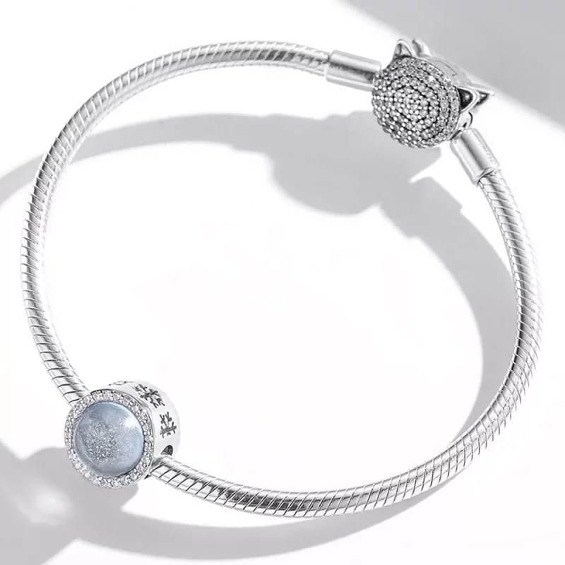 (imagen para) Charm de estilo Pandora de plata con nieve en Nochebuena - SCC2040 - Ver 3