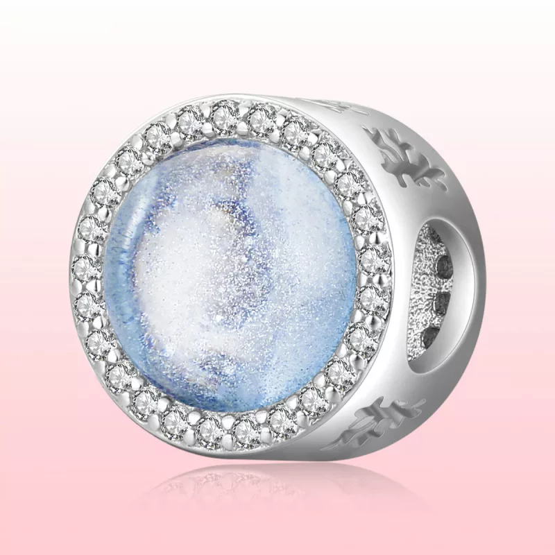 (imagen para) Charm de estilo Pandora de plata con nieve en Nochebuena - SCC2040 - Ver 6