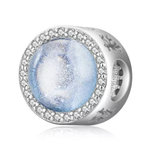 Charm de estilo Pandora de plata con nieve en Nochebuena - SCC2040 (imagen para) Charm de estilo Pandora de plata con nieve en Nochebuena - SCC2040
