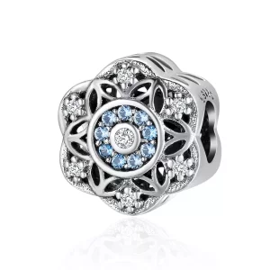 Charm de estilo Pandora en plata con románticos copos de nieve - SCC247 (imagen para) Charm de estilo Pandora en plata con románticos copos de nieve - SCC247