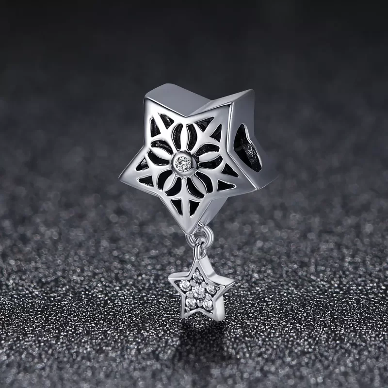 (imagen para) Charm de Estrella de Nieve de Plata al Estilo Pandora - SCC371 - Ver 2