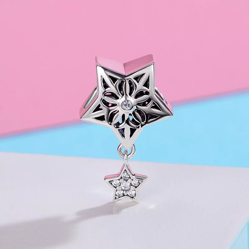 (imagen para) Charm de Estrella de Nieve de Plata al Estilo Pandora - SCC371 - Ver 3