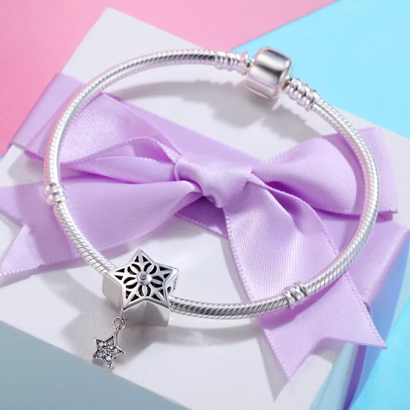 (imagen para) Charm de Estrella de Nieve de Plata al Estilo Pandora - SCC371 - Ver 4