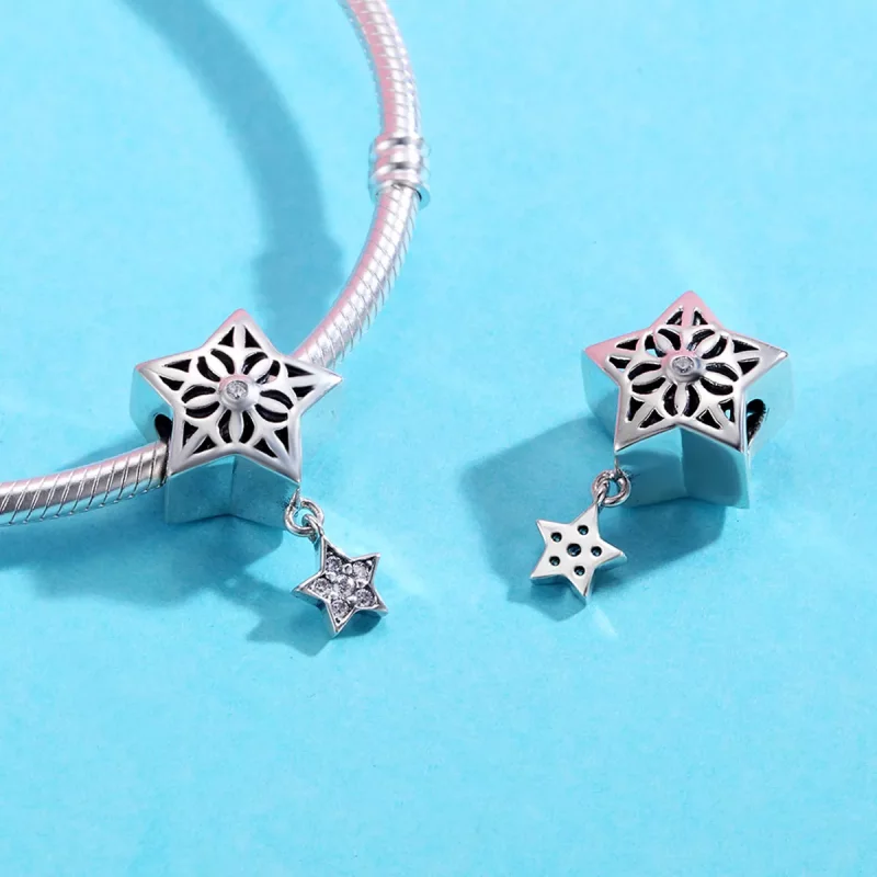 (imagen para) Charm de Estrella de Nieve de Plata al Estilo Pandora - SCC371 - Ver 5
