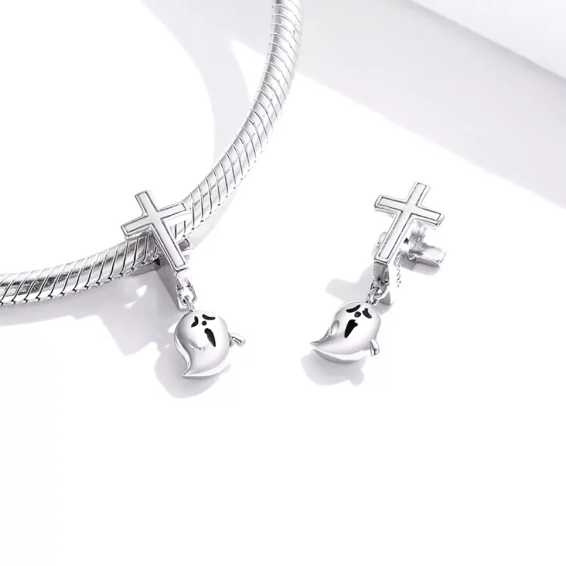 (imagen para) Charm de fantasma de Halloween de plata de estilo Pandora - BSC328 - Ver 4
