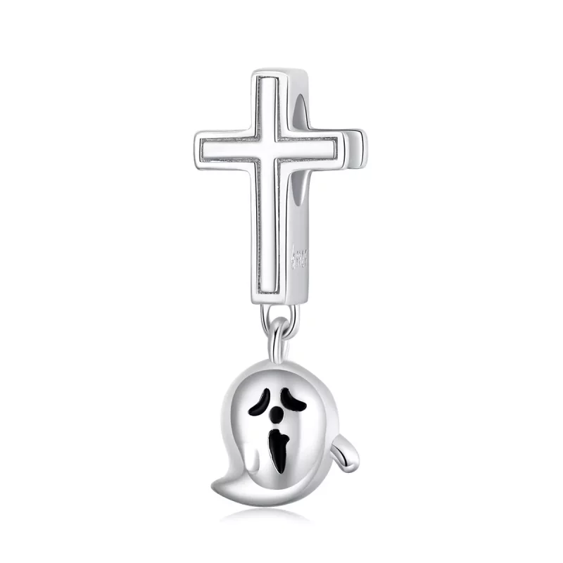 (imagen para) Charm de fantasma de Halloween de plata de estilo Pandora - BSC328