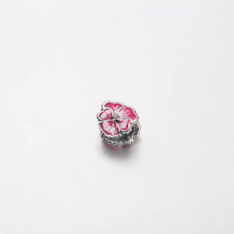 (imagen para) Charm de flor de pensamiento rosa PANDORA - 790777C01 - Ver 2