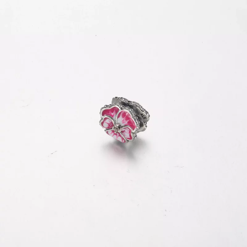 (imagen para) Charm de flor de pensamiento rosa PANDORA - 790777C01 - Ver 3