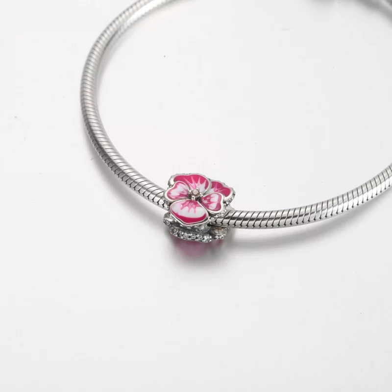 (imagen para) Charm de flor de pensamiento rosa PANDORA - 790777C01 - Ver 5