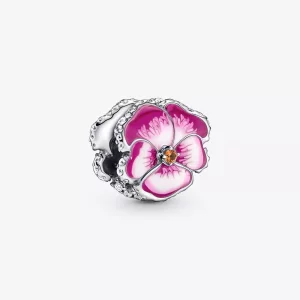 (imagen para) Charm de flor de pensamiento rosa PANDORA - 790777C01