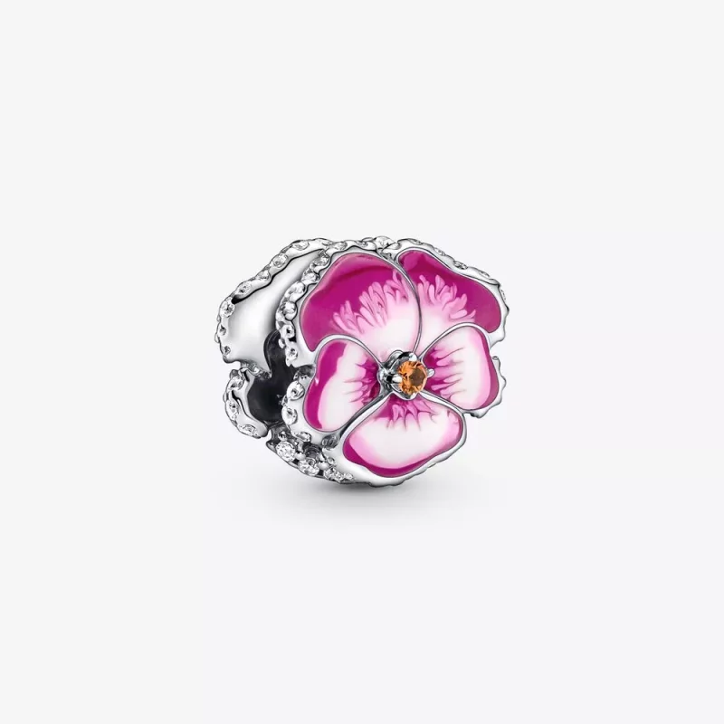 (imagen para) Charm de flor de pensamiento rosa PANDORA - 790777C01