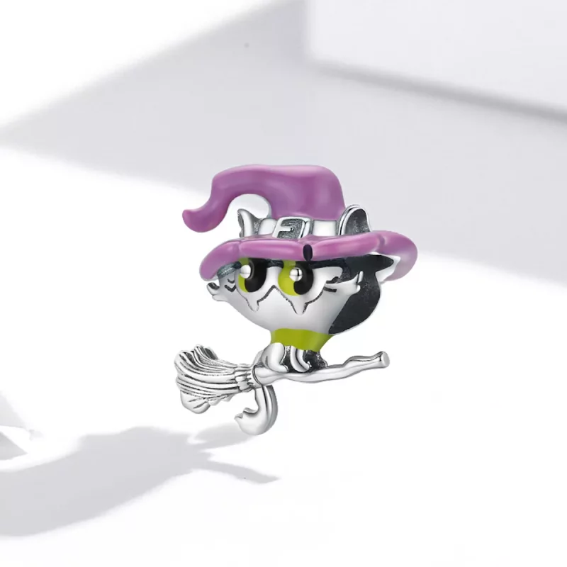 (imagen para) Charm de Gato Bruja en Plata Estilo Pandora - SCC1956 - Ver 2