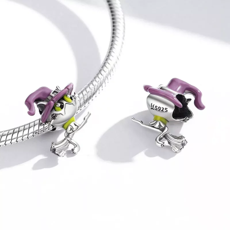 (imagen para) Charm de Gato Bruja en Plata Estilo Pandora - SCC1956 - Ver 4