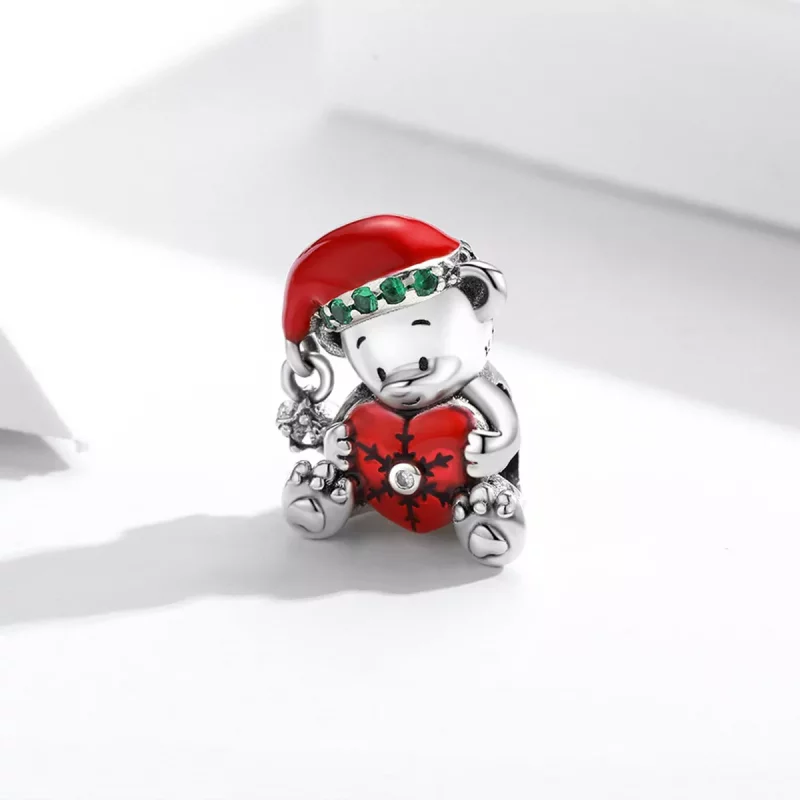 (imagen para) Charm de Oso Navideño plateado estilo Pandora - SCC2035 - Ver 2